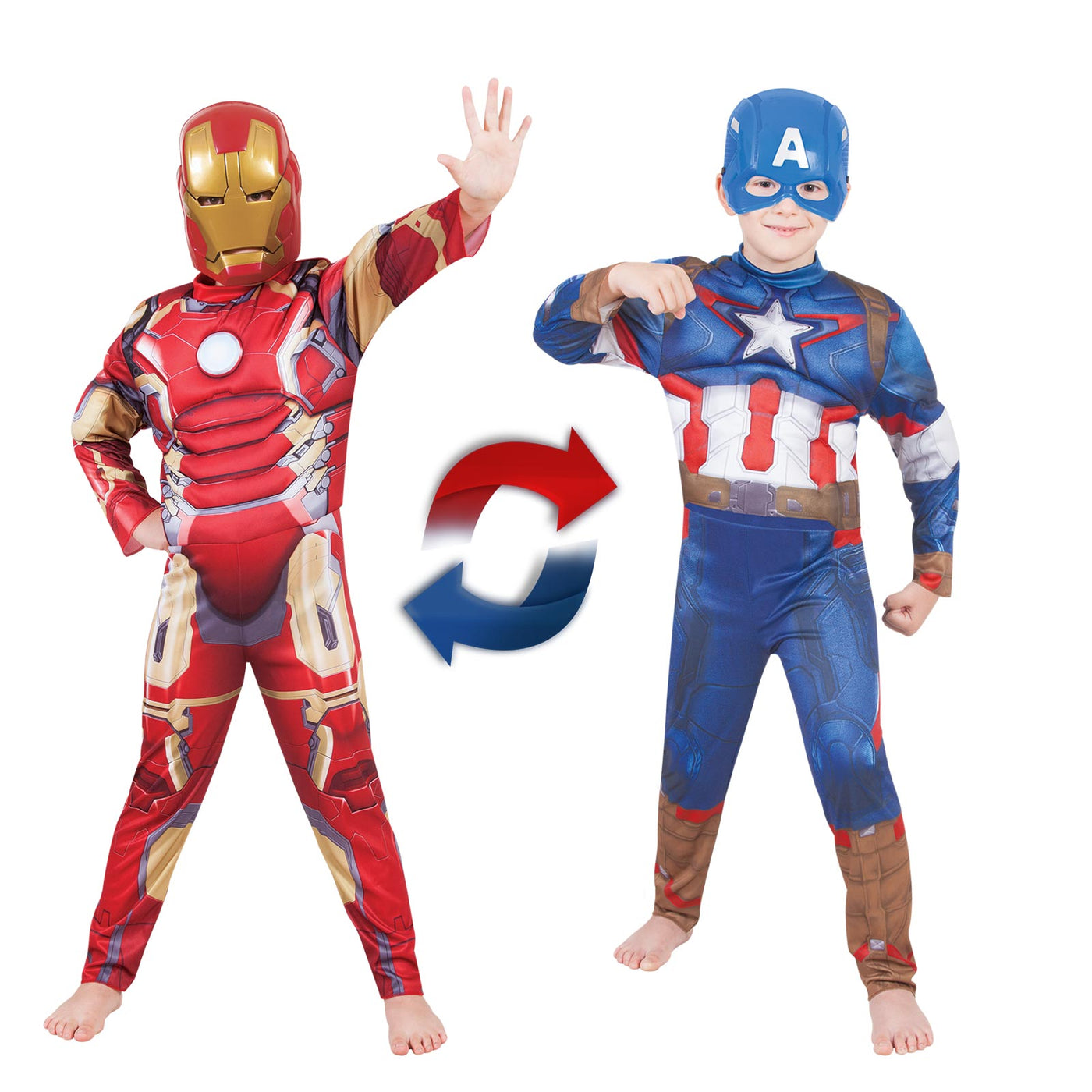 Ironman To Capt America Deluxe Reversible Costume, Child