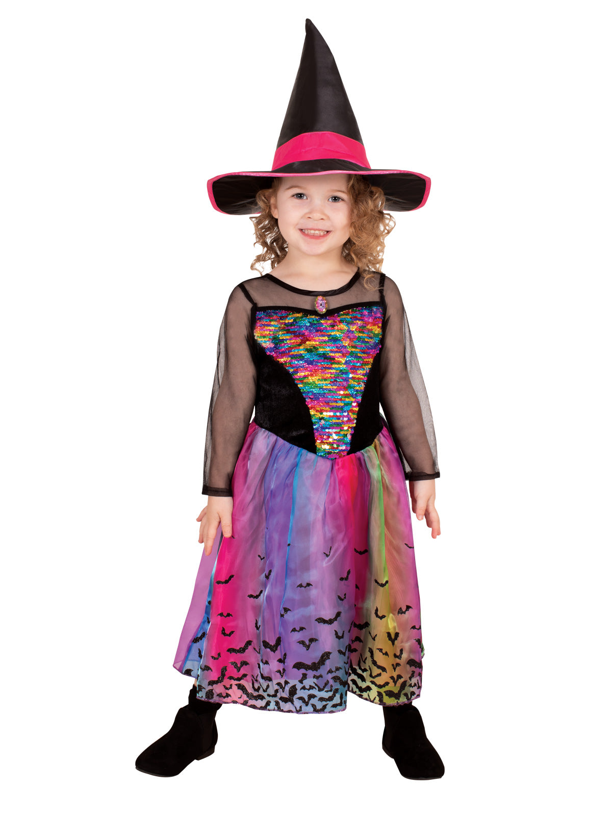 Rainbow Colour Magic Witch Deluxe Costume, Child