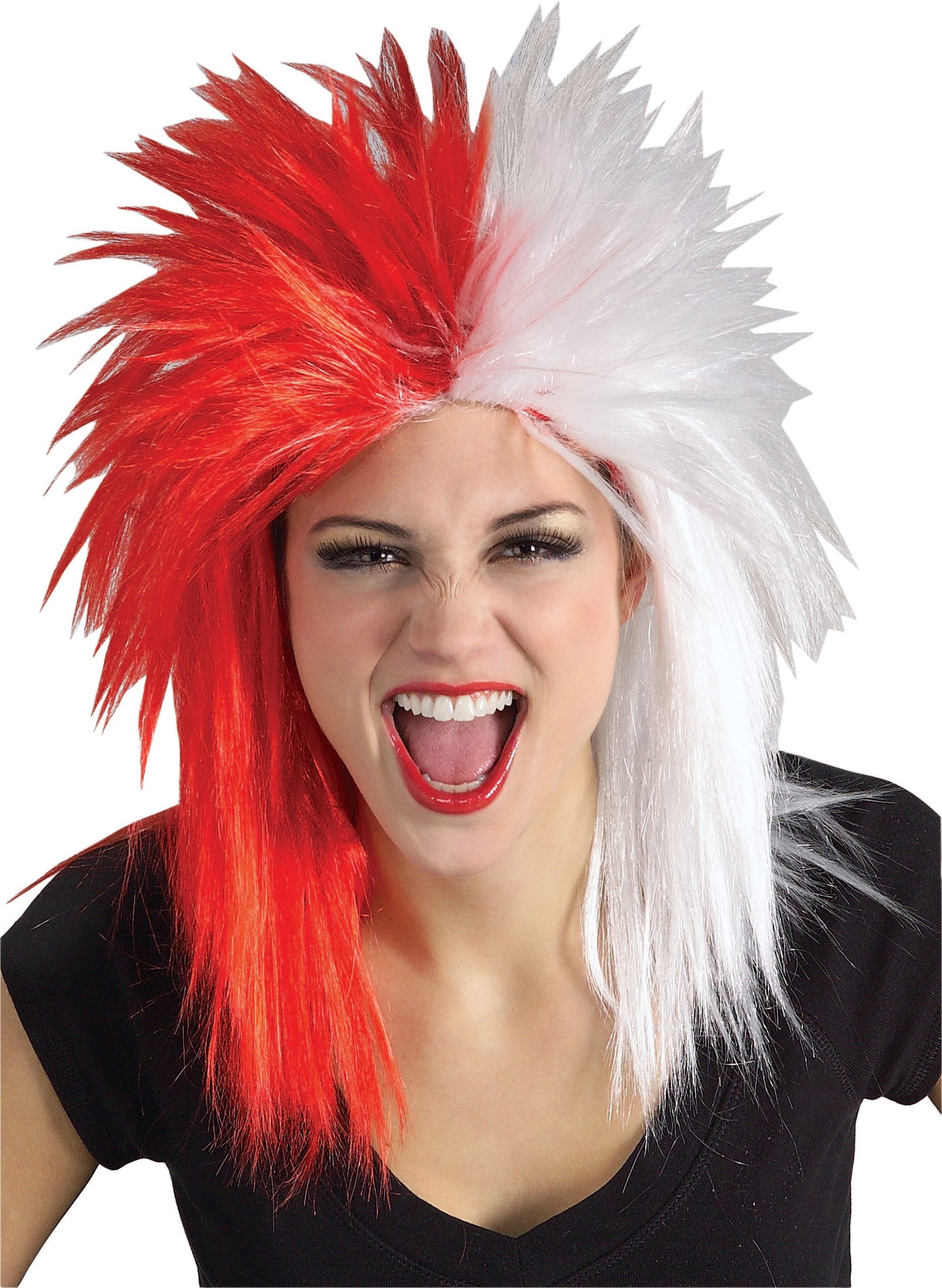 Sport Fanatic Red/White Wig Adult