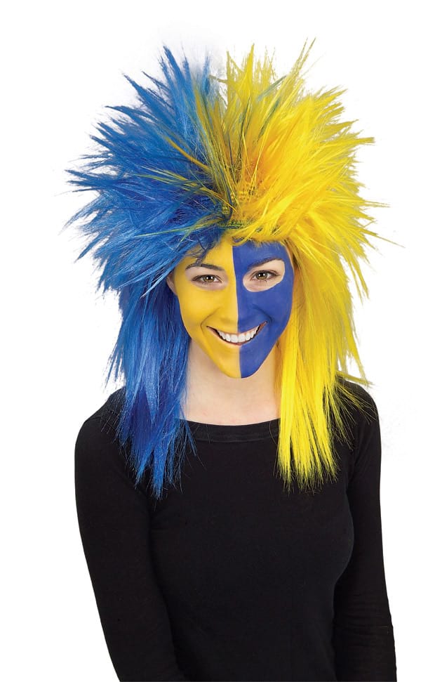 Sport Fanatic Blue/Yellow Wig - Adult