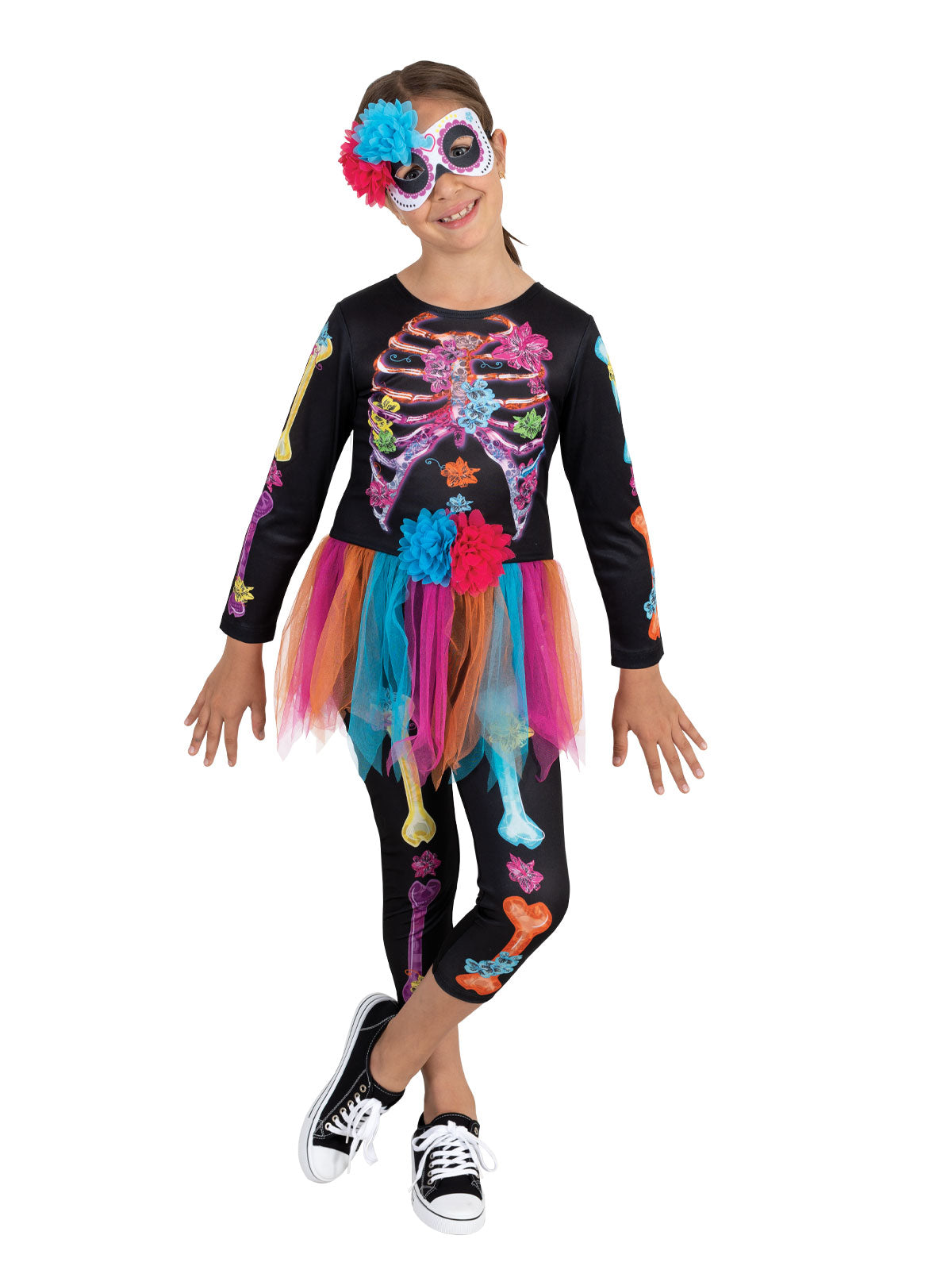 Skeleton Girl Neon Costume, Child