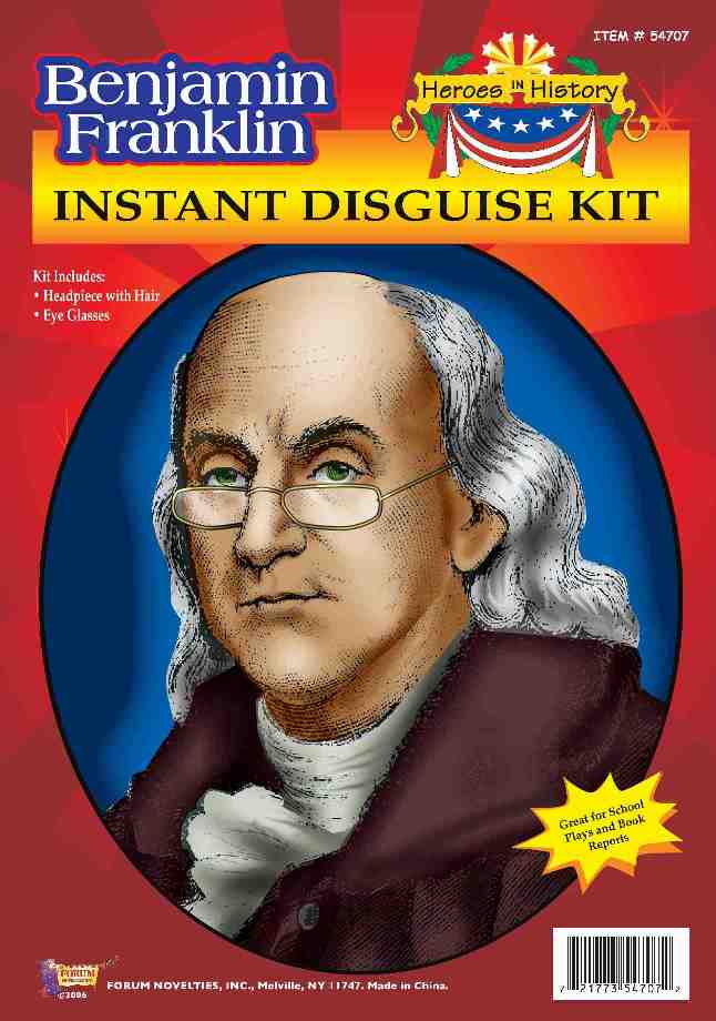 Benjamin Franklin Wig & Eyeglasses Kit - Adult