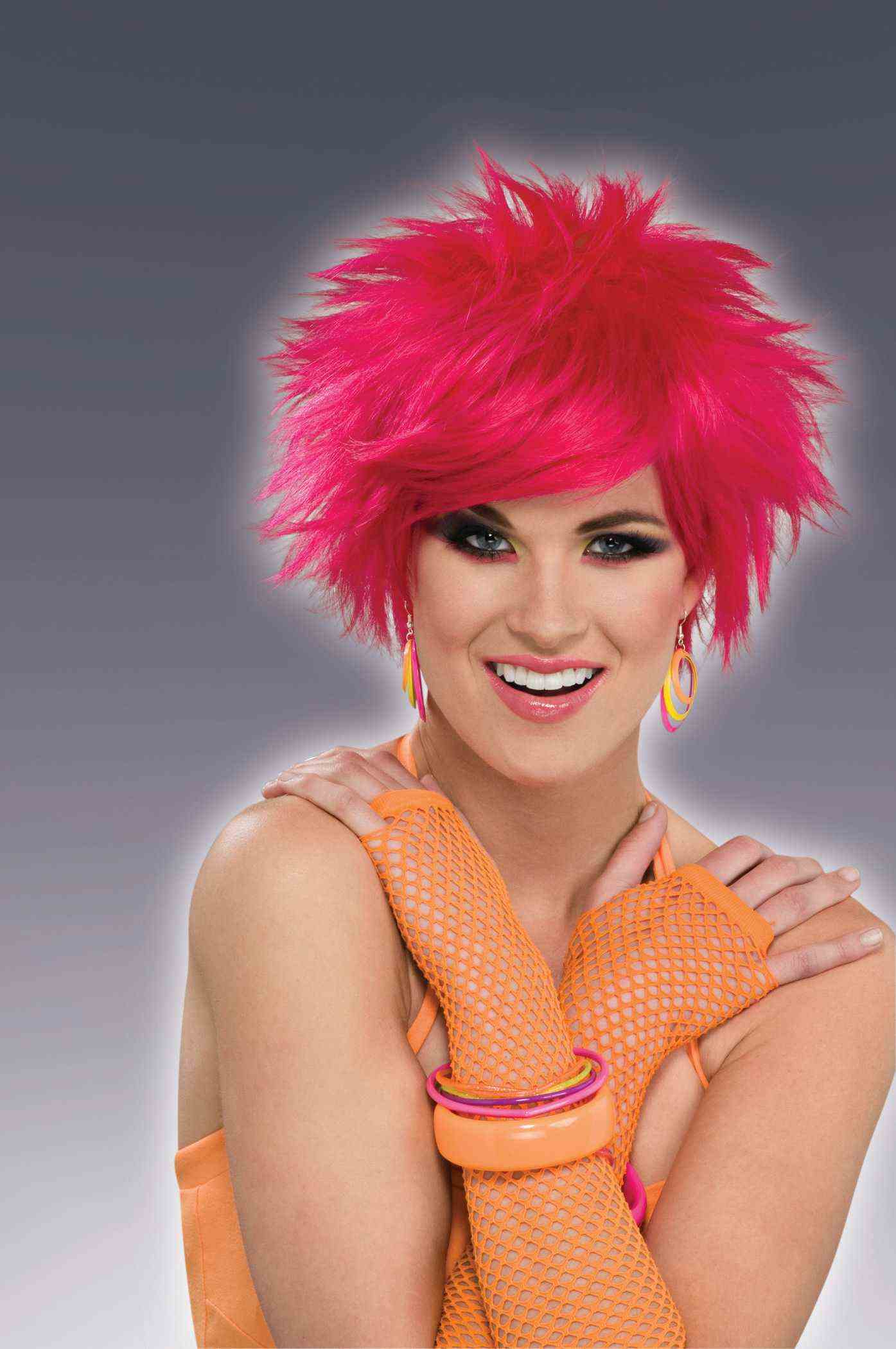 Short Hot Pink Pop Wig - Adult