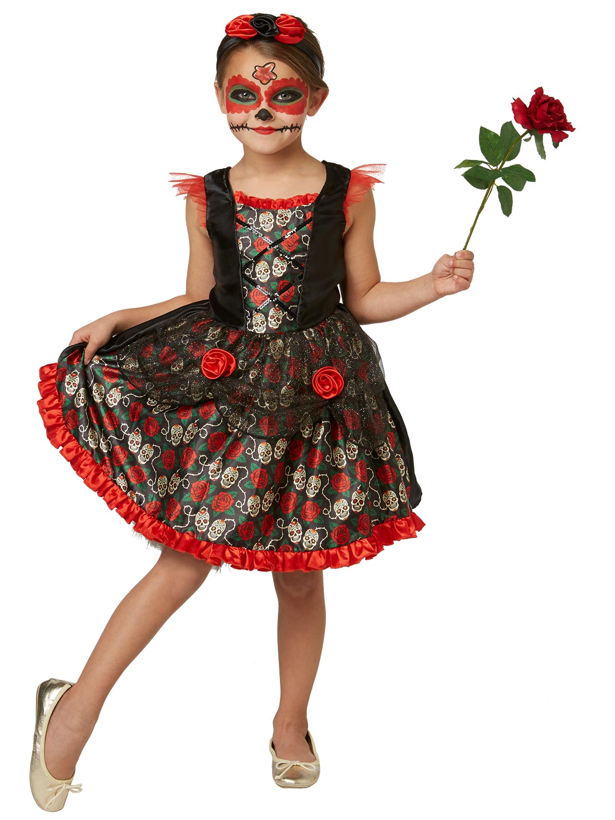 Red Rose Day Of The Dead Costume, Child