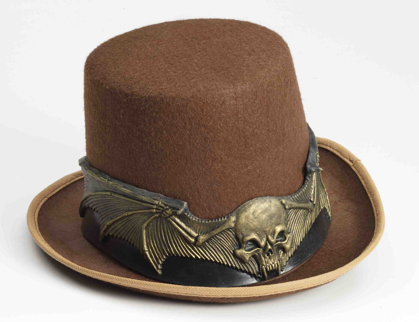 Hat With Latex Gothic Skull Wings Band