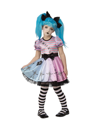 Little Blue Skelly Girl Costume, Child