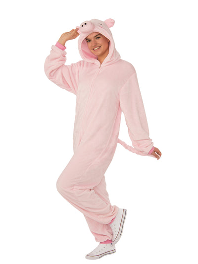 Pig Furry Hooded Onesie Costume, Adult