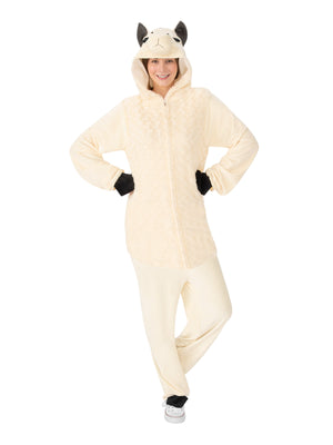 Llama Hooded Onesie Costume, Adult