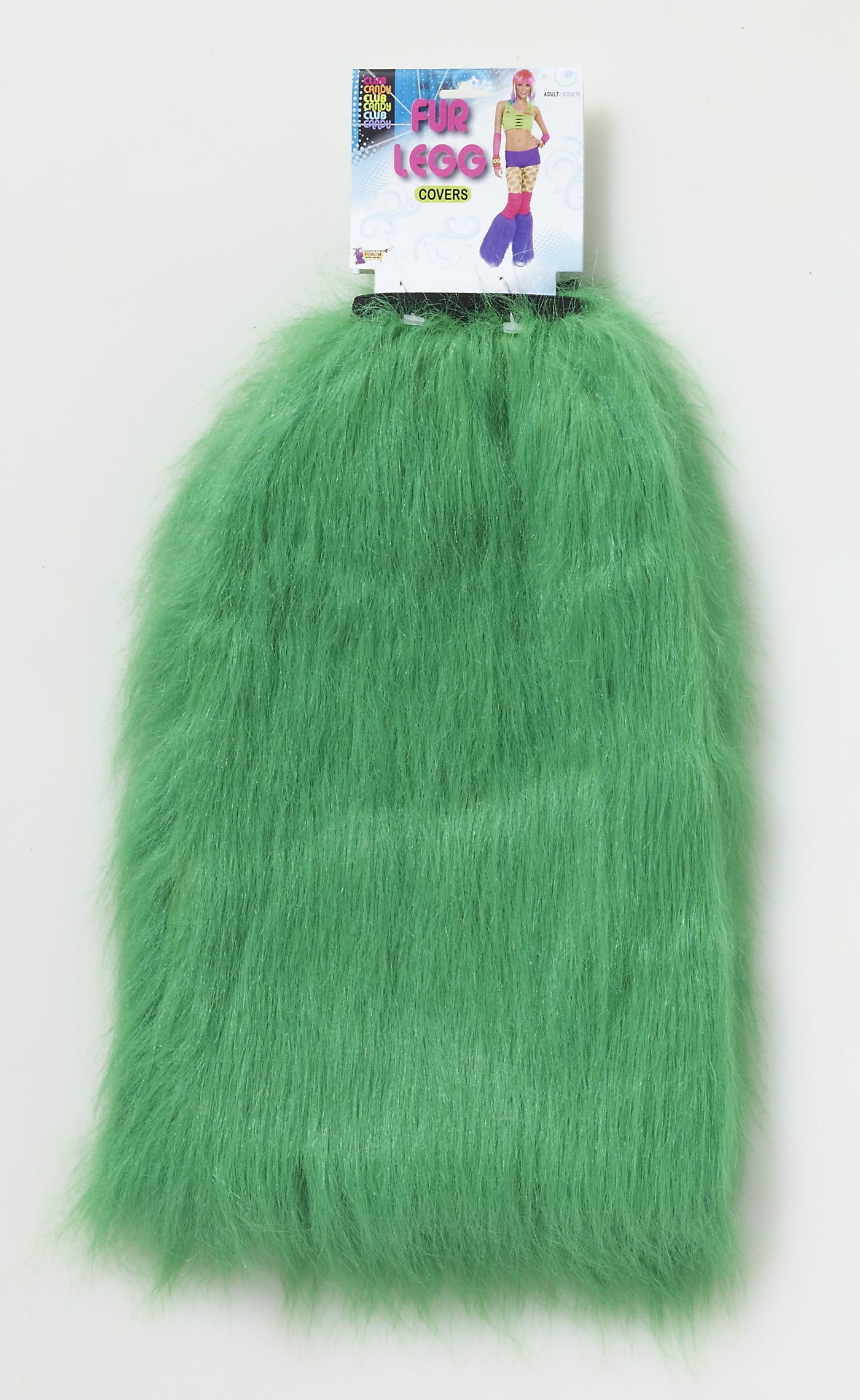 Club Candy Fur Leg Covers Green - Adult