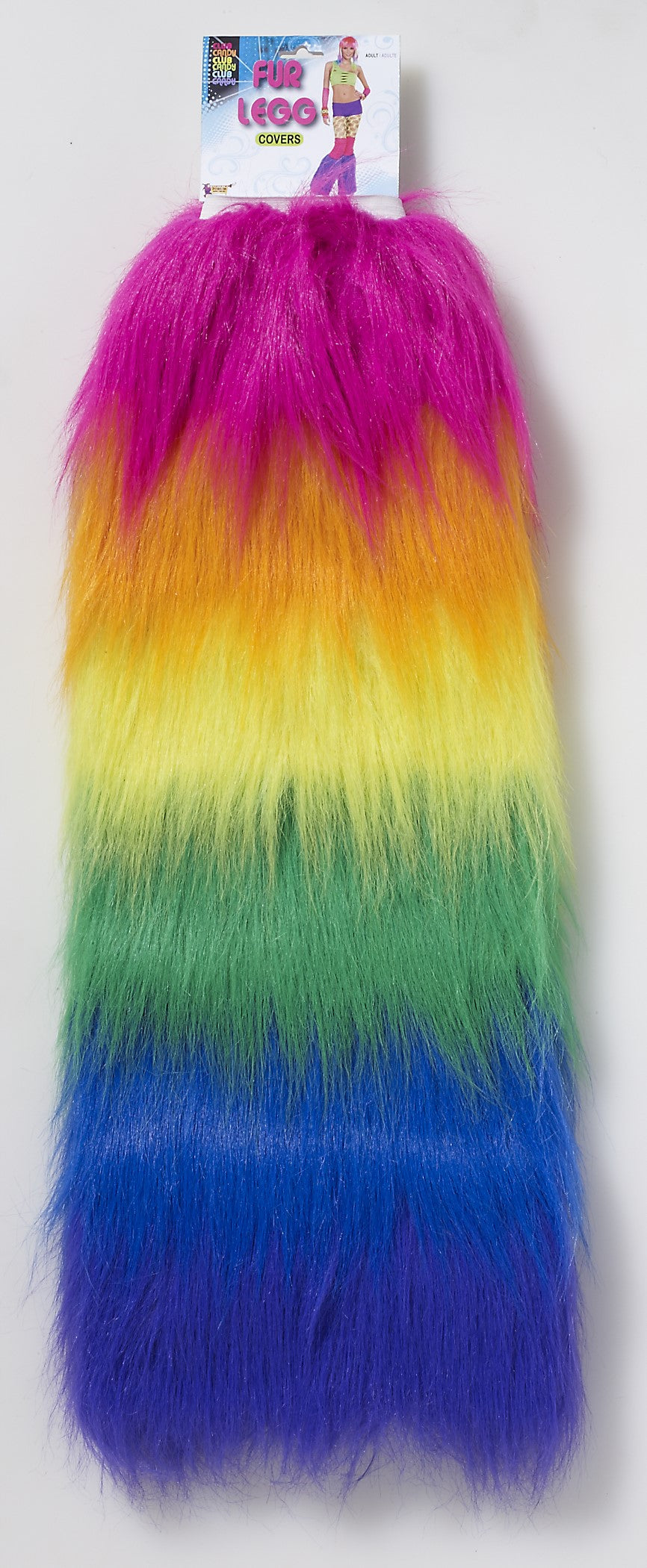 Rainbow Fur Leg Covers, Adult