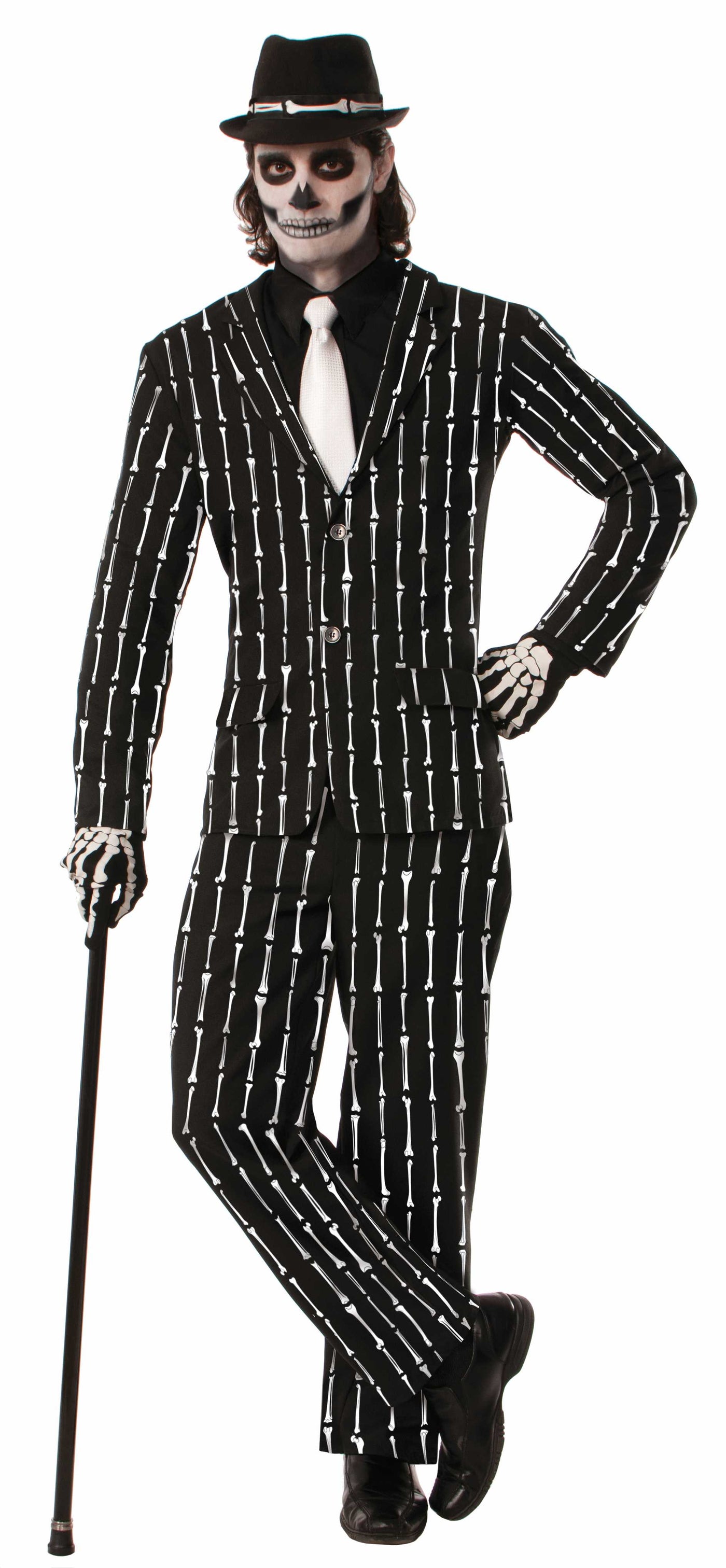 Skeleton Bone Pin Stripe Suit, Adult