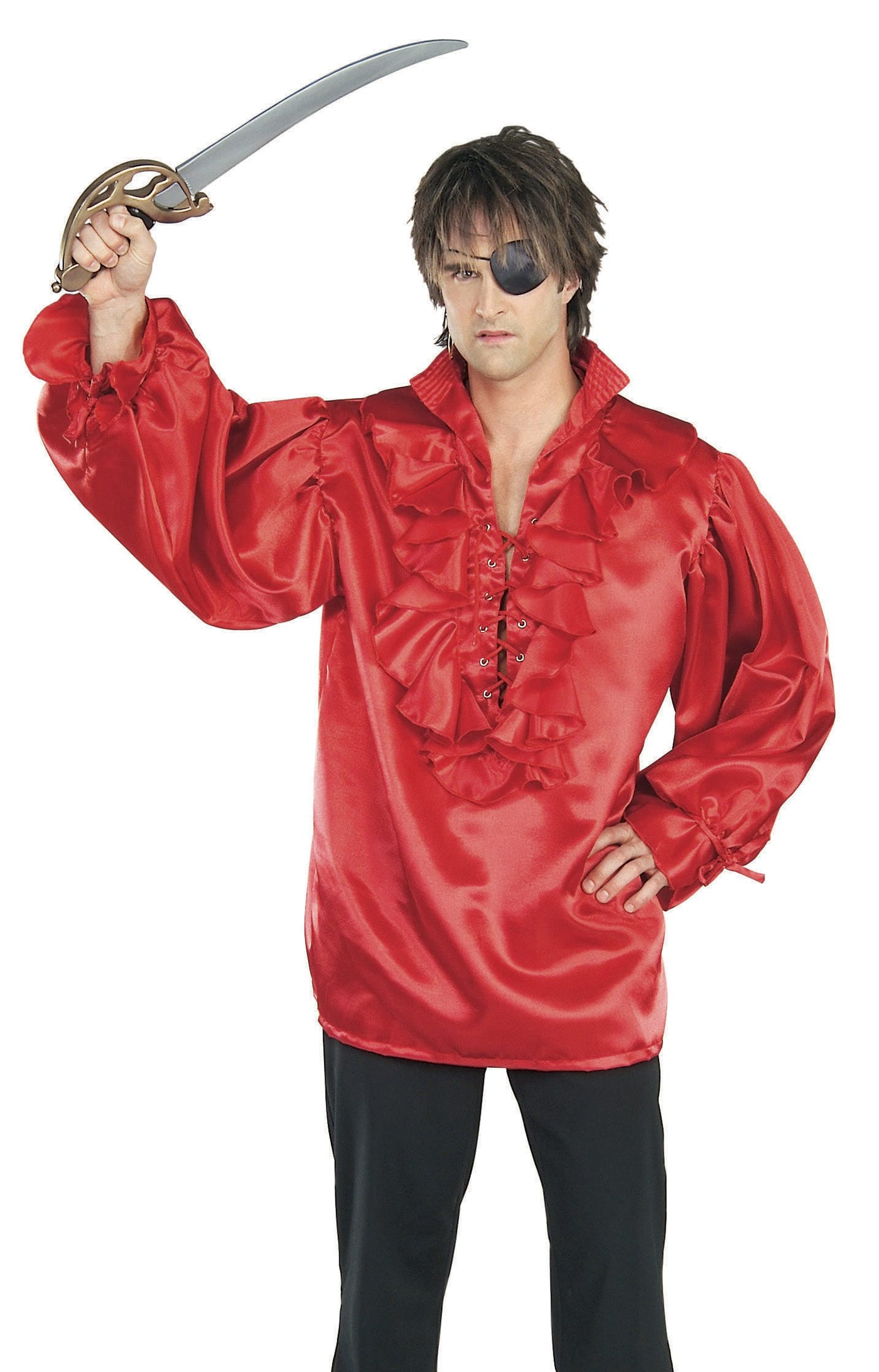 Satin Pirate Shirt Red, Adult